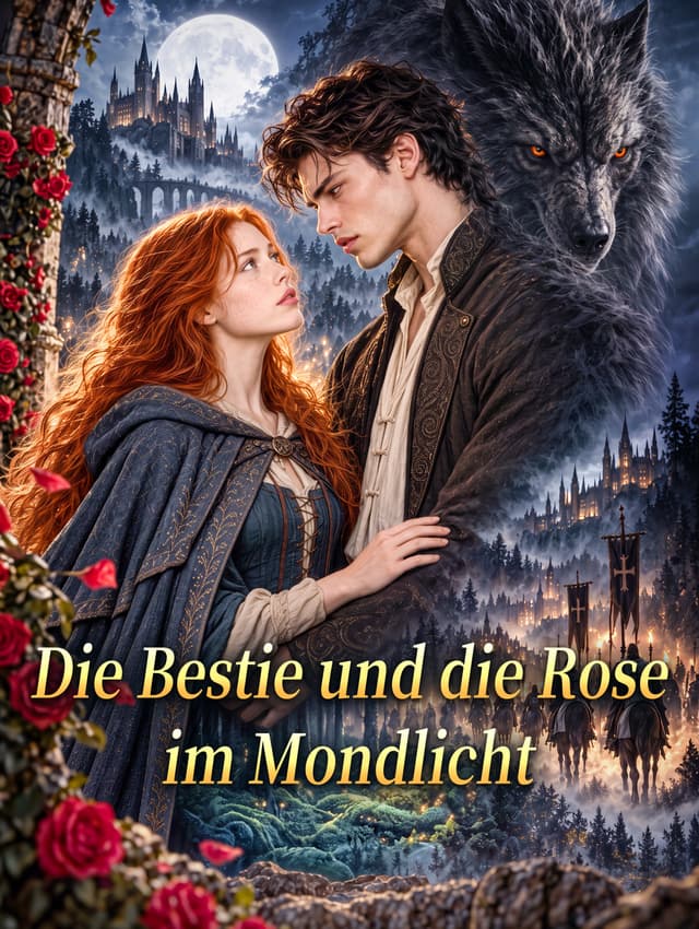 Die Bestie und die Rose im Mondlicht