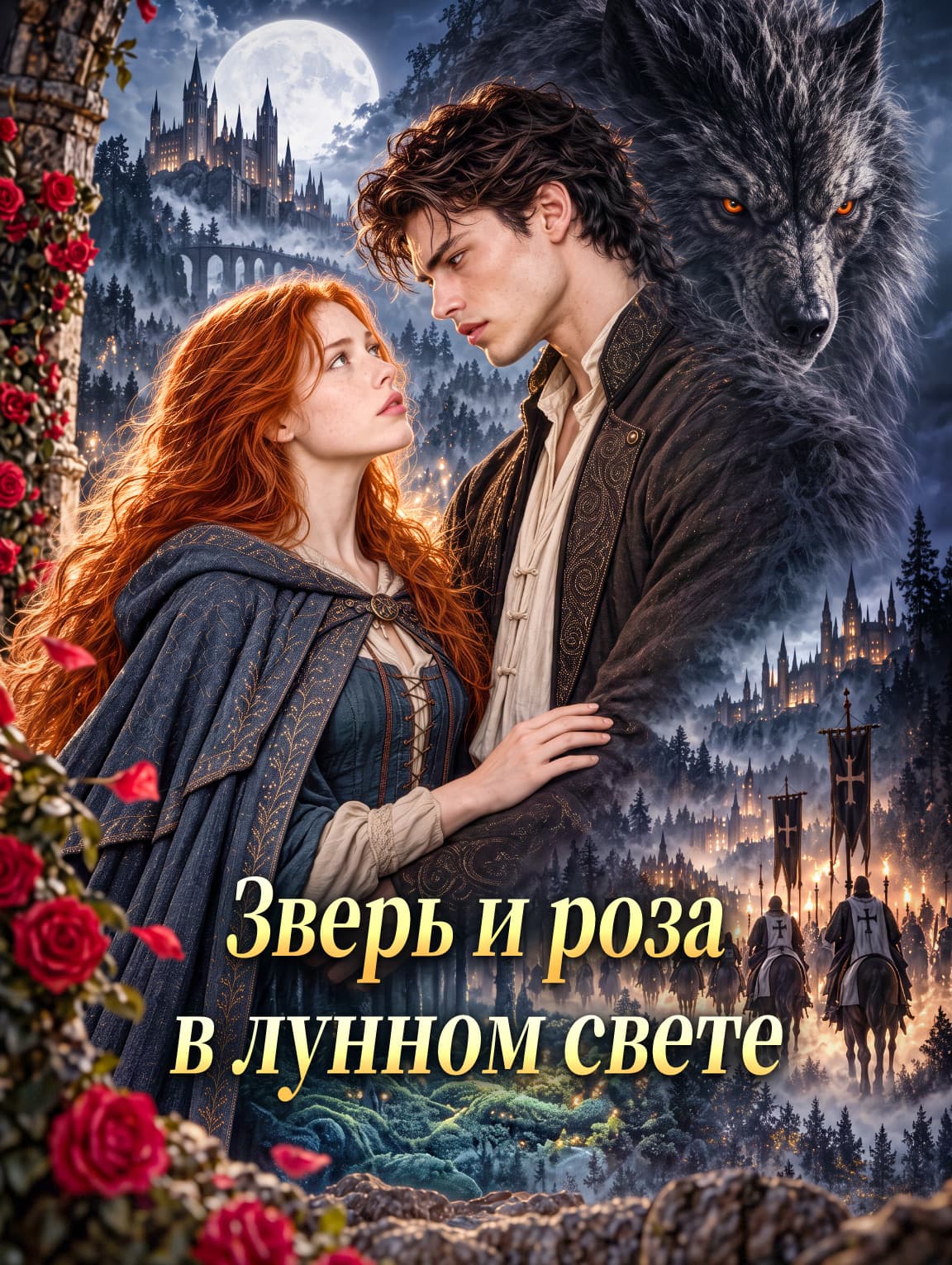 Зверь и роза в лунном свете