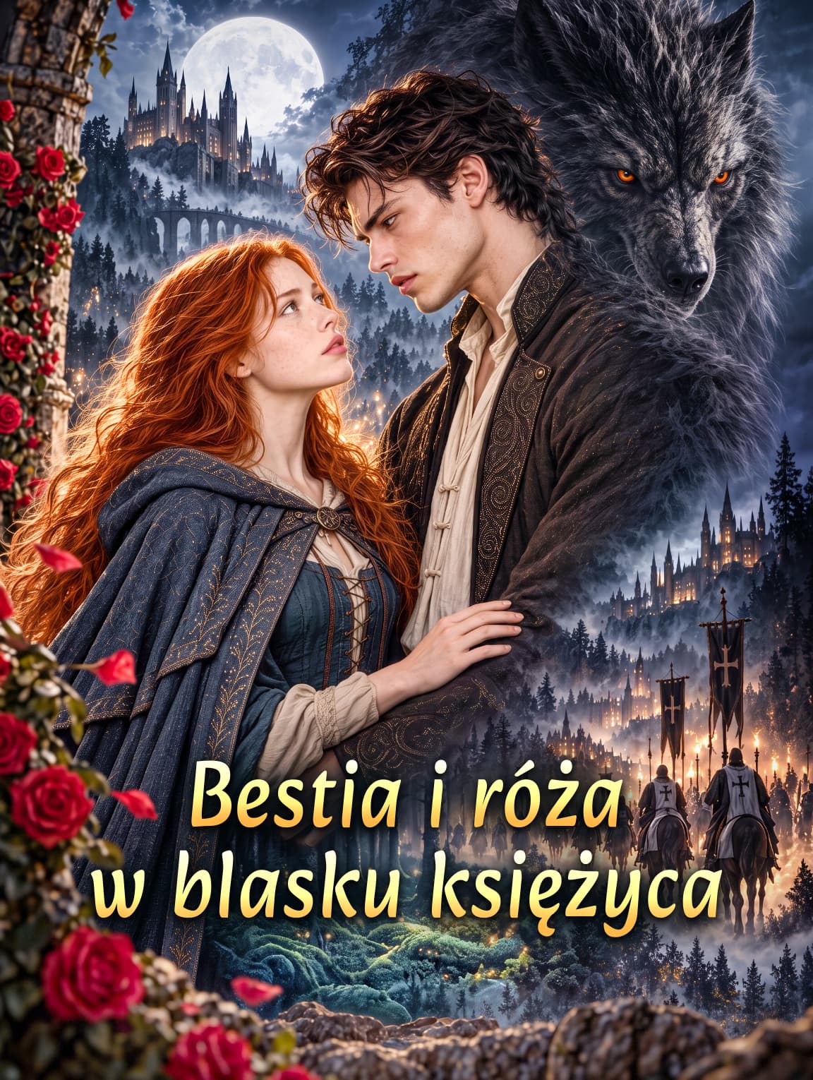 Bestia i róża w blasku księżyca